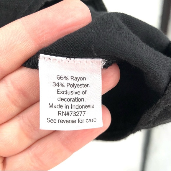 NINE WEST Black Silky Blouse XXL Faux Wrap Peplum Waist Cross Front Top Women - Picture 8 of 8